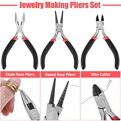 Thrilez Wire Wrapping for Jewelry Making, Repair and Beading Supplies Kit with Craft Ring Wire, Tools, Pliers and Jewelry Findings