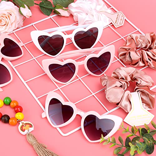 Bridesmaid Scrunchies Proposal Hair claws clips Set of 12 Bridal Shower heart sunglasses Gifts for Wedding Bachelorette Party Favors (32pcs White&Dusty Blue) - color: 32pcs White&Dusty Blue