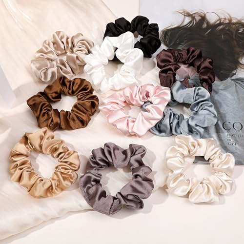 Hair Ties Small Scrunchies for Women's Hair Scrunchies Both for Thick Hair or Thin Hair Curl Hair No Crease Ponytail Holder No Hurt Your Hair - color: 10 Soft Mixed