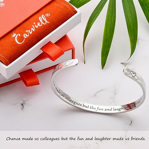 Bracelet - Gifts for Women – Inspirational, Friendships, Love, Mom, Daughters, Sisters, Christian, Graduations, Memorials & Wedding Gifts – 100+ Phrases – Stainless Steel, Gift Ready - color: COLLEAGUES Gift - Chance made us colleagues but the... friends.