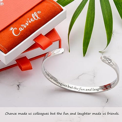 Bracelet - Gifts for Women – Inspirational, Friendships, Love, Mom, Daughters, Sisters, Christian, Graduations, Memorials & Wedding Gifts – 100+ Phrases – Stainless Steel, Gift Ready - color: COLLEAGUES Gift - Chance made us colleagues but the... friends.