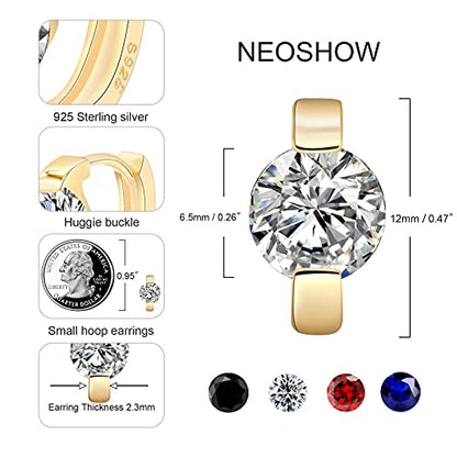 Tiny Huggie hoop Earrings for Women | 14k Gold Plated, Mini Round Cubic Zirconia, Small Simulated Diamond Huggies, Hypoallergenic Jewelry Gifts - color: Clear