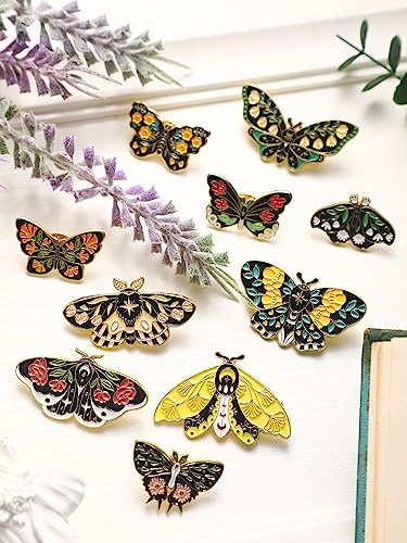 Janinka 10 Pcs Butterfly Enamel Pins Set Cute Spring Badge Back to School Lapel Brooches for Women Backpack Jewelry Gift - style: Cool Style