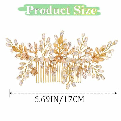 JAKAWIN Bridal Hair Comb Wedding Hair Accessories Rhinestone Hair Clip | Gold Prom Bride Headpiece for Women - color: B Gold
