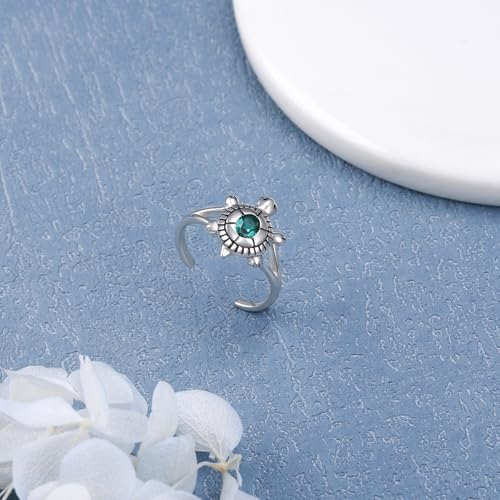 Alphm 925 Sterling Silver Toe Ring for Women Adjustable Open Toe Ring Foot Jewelry Gift - color: White-Tutle