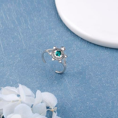 Alphm 925 Sterling Silver Toe Ring for Women Adjustable Open Toe Ring Foot Jewelry Gift - color: White-Tutle