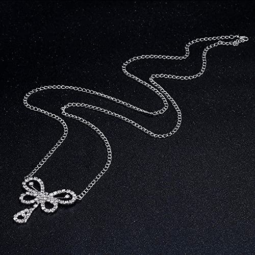 Jumwrit Bling Butterfly Waist Chain for Women Silver Rhinestone Body Chain Adjustable Belly Chain Costume Accessories