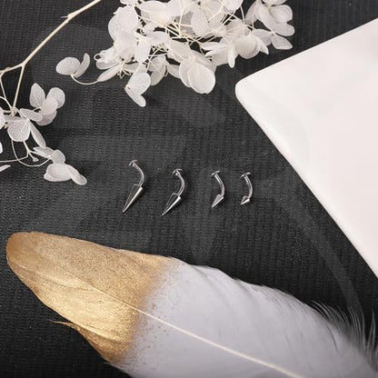 ZS 16G Devil Curved Barbell Lip Ring, Stainless Steel 6/8/10/12mm Long Bar Belly Button Ring, Flat Back Tiger Teeth Vertical Labret Lip Rook Navel Piercing Jewelry - color: Silver, size: L:6mm