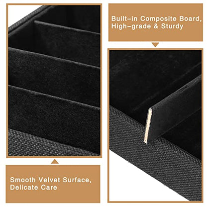 Emibele Glasses Organizer Jewelry Tray, 8 Grids Velvet Tray Watch Storage Stackable Jewelry Showcase Display Storage with Detachable Inner Dividers, Black | Detachable Glasses Eyeglasses Jewelry Watch Storage Showcase Display Tray, Black - style: C1- eigh