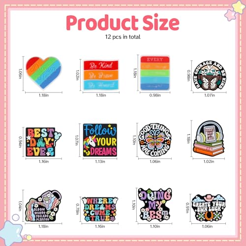 12pcs Inspirational Silicone Focal Beads for Pens | Focal Beads for Keychain Making,Pens,Bracelet,Necklace Crafts,Bulk Silicone Beads for DIY（Inspirational Style） - color: Inspirational Style
