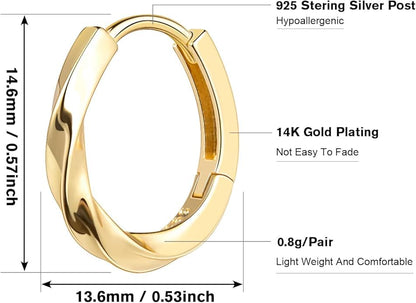 Gold and Silver Hoop Earrings for Women Small Huggie Earrings Hoops | Lightweight Hypoallergenic Hoop Earrings Set for Women Gifts - color: twisted hoop