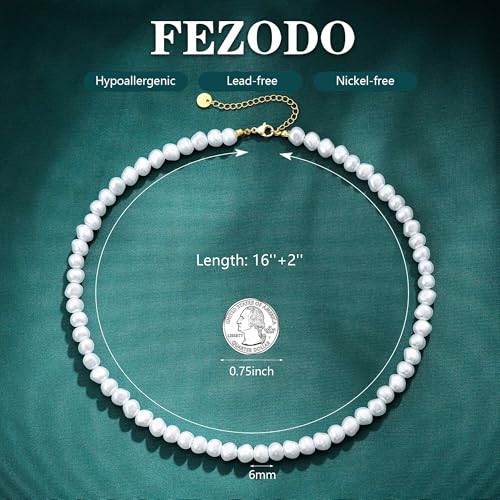 Pearl Necklaces for Women Trendy, 18K Gold/Silver Plated Layered Pearl Necklaces Dainty Pearls Choker Necklace and Earring Set Birthday Gifts for Mom Wife Daughter Sister Friends - color: Broque Pearl Necklace