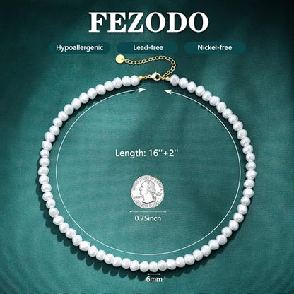 Pearl Necklaces for Women Trendy, 18K Gold/Silver Plated Layered Pearl Necklaces Dainty Pearls Choker Necklace and Earring Set Birthday Gifts for Mom Wife Daughter Sister Friends - color: Broque Pearl Necklace