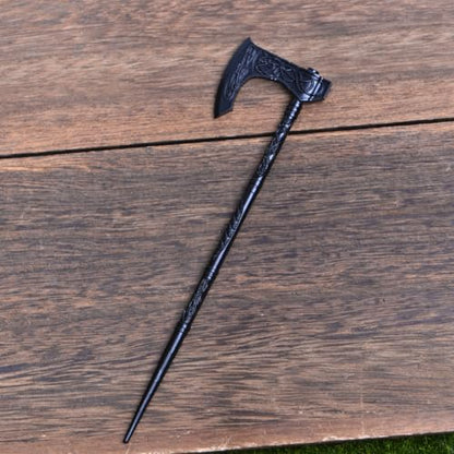 2PCS Retro Viking Axe Hair Sticks – Black Metal Hairpins for Women, Gothic Hair Accessories for Thick Hair, Halloween & Renaissance Festival (ZRTL21) - color: ZRTL21