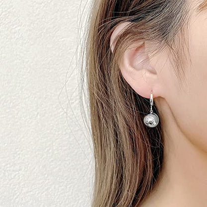 14k Gold Plated Ball Dangle Earrings for Women Sterling Silver Ball Drop Earrings Hypoallergenic Round Balls Hoop Earring Leverback Lightweight Earrings Fashion Jewelry - color: silver