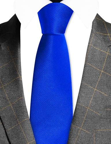 GUSLESON Classic New 3.15"（8cm） Men's Solid Color Necktie Wedding Business Tie + Gift Box - color: Blue