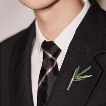8 Pcs Green Botanical Flower Lapel Pins, Men's and Women's Simple Botanical Leaf Faux Pearl Alloy Brooch, Suit Dress Cheongsam Backpack Hat Accessories