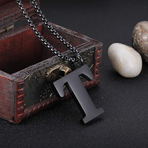 Rehoboth Initial 26 Large Letter A to Z Pendant Necklaces for Teens Women Men 24 Inch Chains - style: T