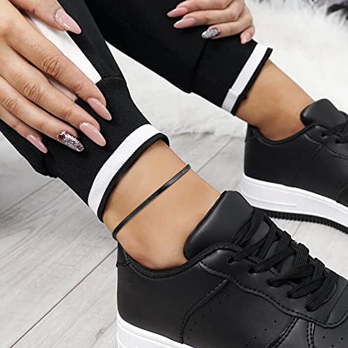Adjustbale Link Chain Anklet for Women Summer Jewelry, 316L Stainless Steel Figaro/Wheat/Twist Rope/Cuban Foot Bracelet-Waterproof, Resizable 9"-12" (Gift Box Included) - color: 6, Herringbone - Black-3mm