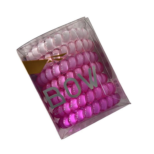 Spiral Hair Ties, 7pcs/set Waterproof Colorful Ponytail Holders For Woman Rainbow Color Telephone Cord Hair Coils For Thick Hair (Pink) - color: Pink
