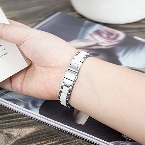 Compatible with Alta Bands Metal, Special Edition Replacement for Alta HR Stainless Steel Bands Adjustable Accessory Wristband Small Large for Alta Bracelet Women Men - color: A1-Silver-White