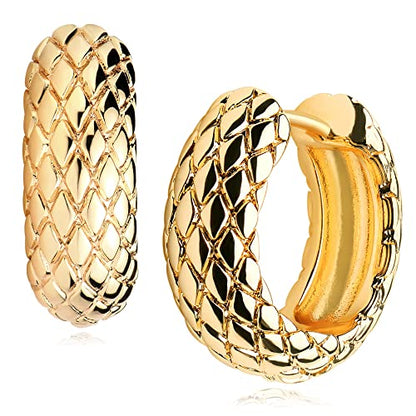 Cubic Zirconia Huggie Earrings 14k Gold Plated Tiny Earrings Small Huggie Hoop Earrings Simple Lightweight Hoops Gift for Women - color: Serpentine