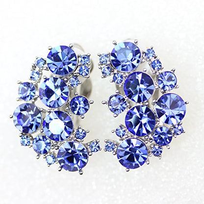 Faship Gorgeous Clip Ons Floral Earrings - color: Blue