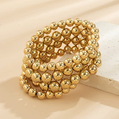 COLORFUL BLING Exaggerated Layered Beads Pendant Chunky Gold Chain Chunky Bib Statement Choker Stackable Strand Necklace for Women Hip Hop Jewelry - color: gold set