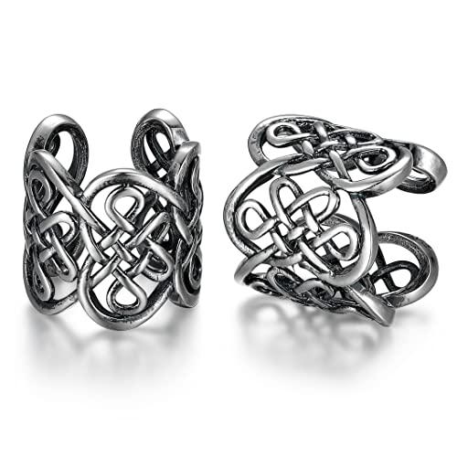 MORGAN & PAIGE .925 Sterling Silver Celtic Heart Knot Ear Cuff Earrings for Women - Rose Gold, Yellow Gold Plated or Oxidized Silver Ear Cuffs Non Piercing, Cartilage Earring Silver Ear Clips Jewelry - color: Oxidized 925 Sterling Silver - Knot, size: 1/2