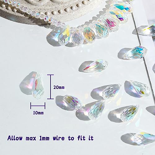 LONGWIN 36pcs AB Teardrop Crystal Beads 10x20mm Waterdrop Faceted Glass Beads for Jewelry Making, DIY Project, Earring, Necklaces, Bracelets - size: 36pcs 10x20mm