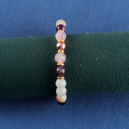 KSQS Healing Stone Bead Bracelet for Women, Natural Gemstones Balance Protection Bracelet, Spiritual Crystal Beads Bracelet Anxiety Relief with Meaning Card - color: Sleep Well