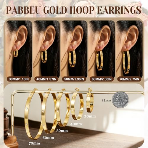 5MM Wide 925 Sterling Silver Post Hoop Earrings Hypoallergenic Lightweight | Sparkly 14K Gold Plated Large Rhinestone Hoop Earrings Big Cubic Zirconia Earring Hoops for Sensitive Ears 30/40/50/60/70MM - color: 70mm Gold