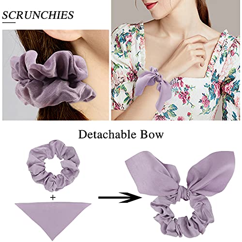 Jaciya Hair Ties: Silk Bunny Ears and Tail Scrunchies for Girls and Women Hair Accessories (Pink/Blue/Green/Yellow/Purple/White) - color: Pink/Blue/Green/Yellow/Purple/White