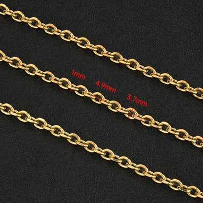 UMAOKANG 16.4 Feet Gold Plated Stainless Steel Chains for Jewelry Making | PVD Gold Plating Cable Jewelry Chain Roll with Jewelry Findings for Necklace Bracelet DIY - color: 1.0 Gold Cable
