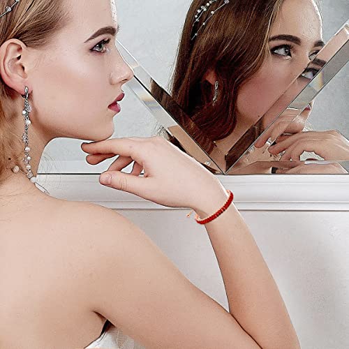 Uloveido Classic Emerald Cut Rectangular Cubic Zirconia Eternity Tennis Bracelet Adjustable for Women Y1788 - color: Rose Gold-red