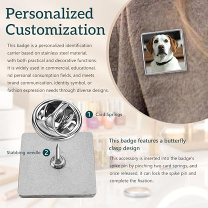 Custom Pins Custom Button Pins Customized Buttons Customized pin for Men - color: Square and Silver