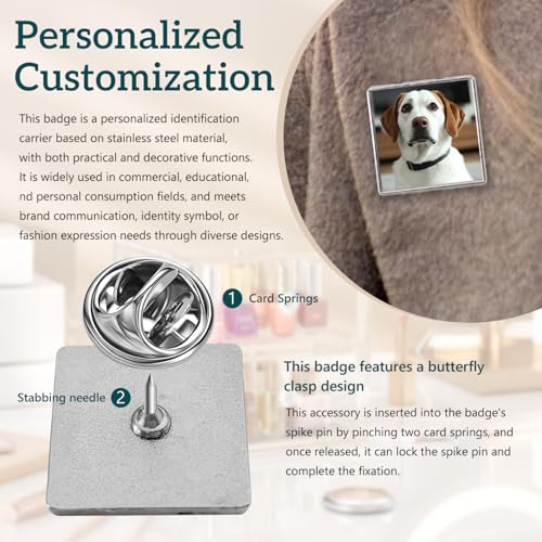 Custom Pins With Logo - Customized Buttons Customized pin for Men - color: Square and Silver