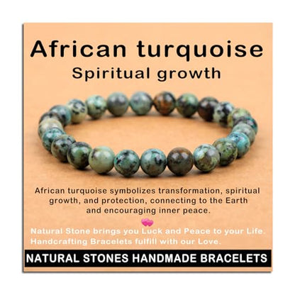 AD Beads Handmade Gemstone Stretch Elastic Bracelet Crystal Healing Reiki Nature's Beauty and Spiritual Essence Unisex (8mm, African Turquoise (Spiritual Growth)) - color: African Turquoise (Spiritual Growth), size: 8mm