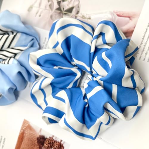 4pcs Women Girls Large satin Stripe Scrunchies XL Silky Jumbo Scrunchie for Thick long Hair Oversized Giant Scrunchy Hair Ties Sripe