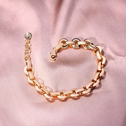 LOYATA Chain Bracelet Gold Link 14K Gold Plated Dainty Pearl Bracelet Simple Jewelry Gift for Women - style: Ball