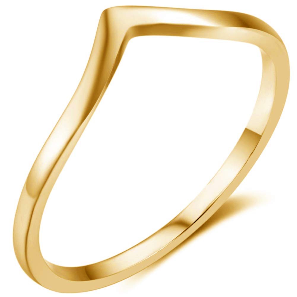 Jude Jewelers Stainless Steel Pointed Chevron Classical Simple Plain Statement Promise Ring - color: Gold