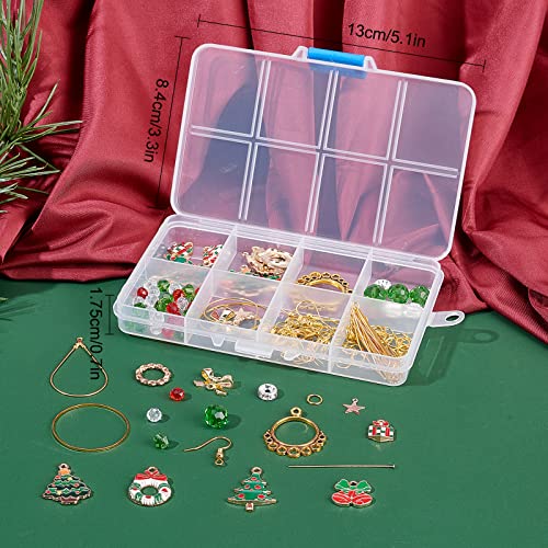SUNNYCLUE 1 Box 8 Pairs Christmas Enamel Charms Christmas Tree Charms Earring Making Kit Jingle Bell Pendants for Jewelry Making Czech Faceted Glass Beads Chandelier Links for Earrings Adult - color: 5-diy-8 Pairs Christmas Enamel Earrings