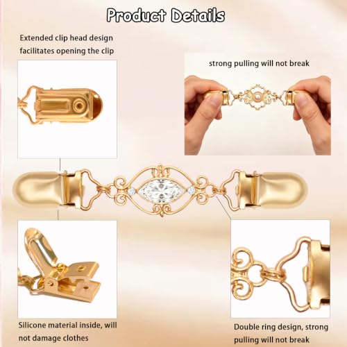 2 PCS Waist Cincher Clips Dress Clips Back Cinch for Shawl Cardigan Sweater Clothes Shirt Tightener Clip(Silvery Golden) - color: Color R1
