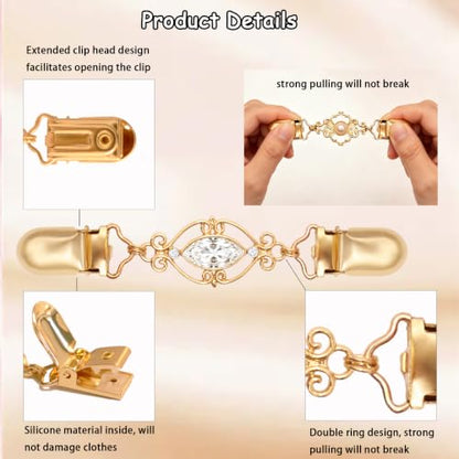 2 PCS Waist Cincher Clips Dress Clips Back Cinch for Shawl Cardigan Sweater Clothes Shirt Tightener Clip(Silvery Golden) - color: Color R1