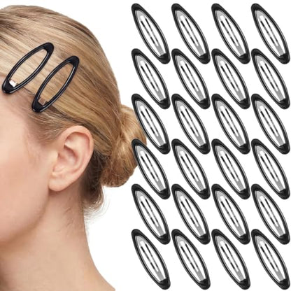 obeoby 30 Pcs Snap Hair Clips, 2.7-in Oval Barrettes for Women, Black | Non Slip Metal Hair Pins for Thick Fine Thin Hair Accessories Styling Gifts - color: Black