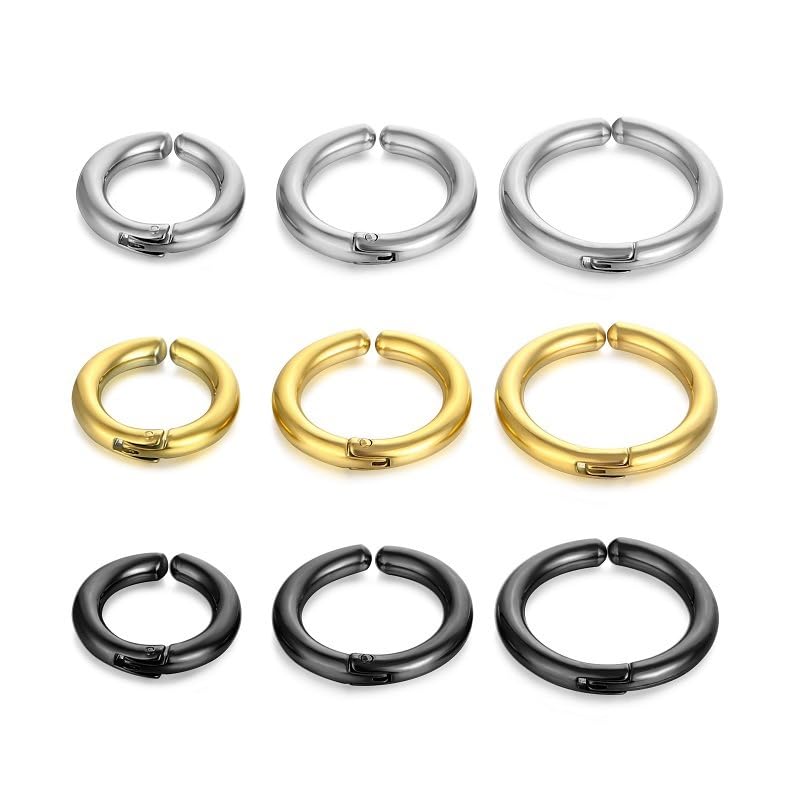 9Pcs Clip On Earrings for Women Men Trendy Fake Stainless Steel Gold Silver Black Small Hoop Earrings Non Piercing Set Non Tarnish Lightweight Jewelry Gift - color: Mixed