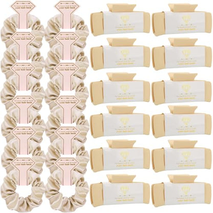 Bridesmaid Scrunchies Proposal Gifts 4.1 Inch Square Set of 8 Bachelorette Hair Claw Clips ideas Bridal Shower Gift for Wedding Party Favors (24pcs Champagne) - color: 24pcs Champagne