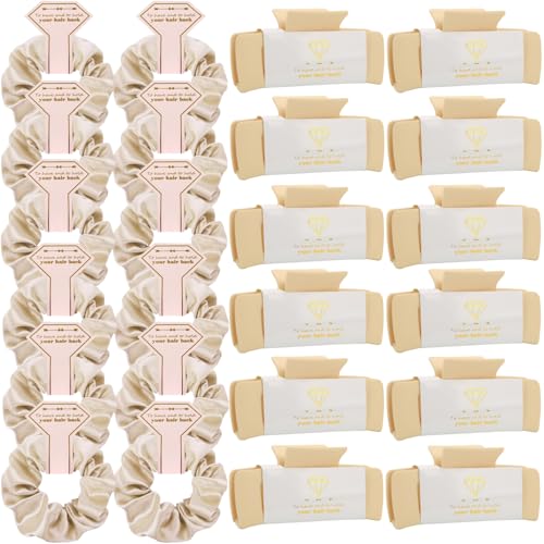 Bridesmaid Scrunchies Proposal Gifts 4.1 Inch Square Set of 8 Bachelorette Hair Claw Clips ideas Bridal Shower Gift for Wedding Party Favors (24pcs Champagne) - color: 24pcs Champagne