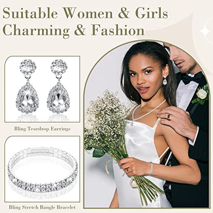 4 Pcs Silver Clutch Purse Jewelry Set for Women Rave Accessories Evening Rhinestone Purse Silver for Bride Wedding - style: Novel Style