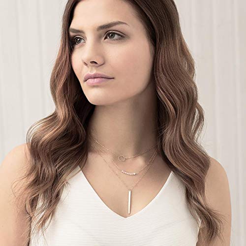 itianxi Gold Tiny Y Shaped Dainty Necklace 18K Gold Plated Cute Bar Vertical Lariat Necklace for Women - color: vertical